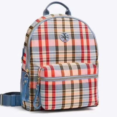 Tory Burch 2019 Canvas Back Pack,35cm - 토리버치 2019 여성용 캔버스 백팩 TBB0256,35cm,블루체크