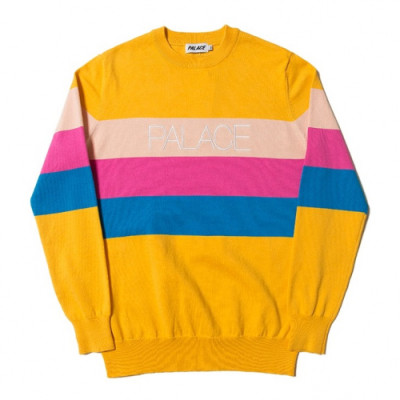 Palace 2019 Mens Crew-neck Cotton Sweater - 팔라스 2019 남성 크루넥 코튼 스웨터 Pala002x.Size(s - xl).옐로우