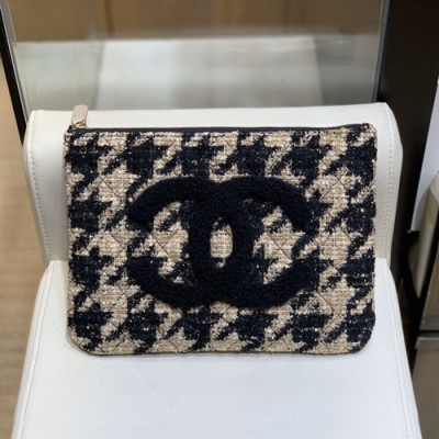 Chanel 2019 Women Tweed Clutch Bag,28cm - 샤넬 2019 여성용 트위드 클러치백,CHAB1329, 28cm,베이지