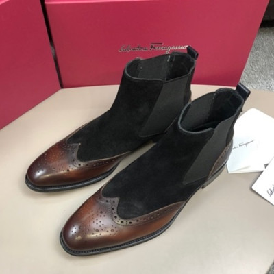 Ferragamo 2019 Mens Leather Boots - 페라가모 2019 남성용 레더 부츠,FGMS0118,Size(240 - 270).브라운+블랙