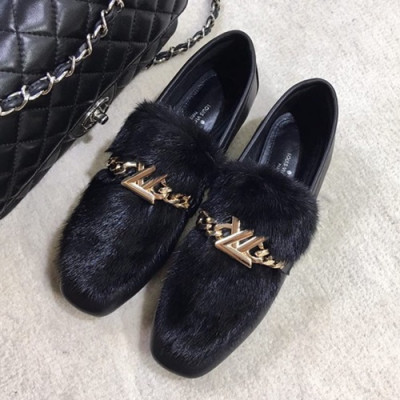 Louis Vuitton 2019 Ladies Leather & Mink Fur Loafer  - 루이비통 2019 여성용 레더 & 밍크퍼 로퍼 LOUS0453, Size (225 - 250),블랙