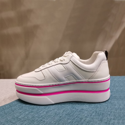 Hogan 2019 Ladies Leather Platform Sneakers - 호간 2019 여성용 레더 플랫폼 스니커즈 HOGS0014.Size(225 - 245).화이트