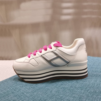 Hogan 2019 Ladies Leather Platform Sneakers - 호간 2019 여성용 레더 플랫폼 스니커즈 HOGS0021,Size(225 - 245).화이트