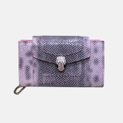 Bvlgari 2019 Leather Chain Wallet / Phone Bag -  불가리 2019 레더 체인 장지갑 / 폰 백 BVLW0001.Size(17.5CM).핑크