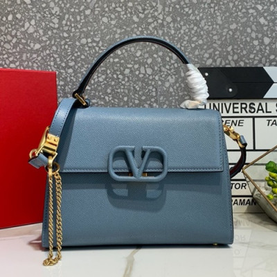 Valentino 2019 Leather Vsling Small Tote Shoudler Bag,25CM - 발렌티노 2019 레더 브이슬링 스몰 토트 숄더백,0025-VTB0911,25CM,스카이블루