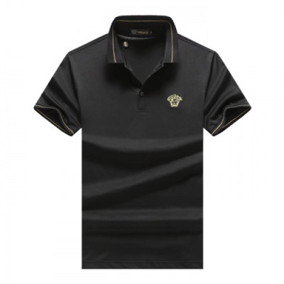 Versace 2019 Mens Logo Silket Short Sleeved Polo Tshirt- 베르사체 2019 남성 로고 실켓 폴로 반팔티 Ver0412x.Size(m - 3xl).블랙