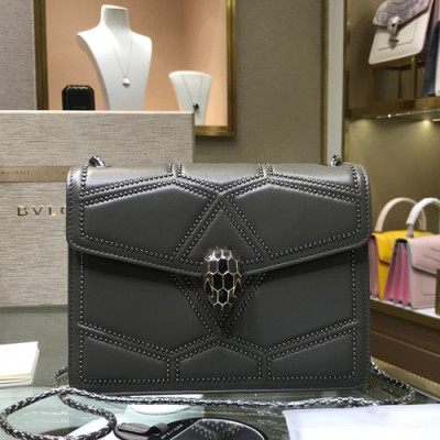 Bvlgari 2019 Serpenti Chain Tote Shoulder Bag,20cm - 불가리 2019 세르펜티 체인 토트 숄더백,BVLB0221,20cm,그레이