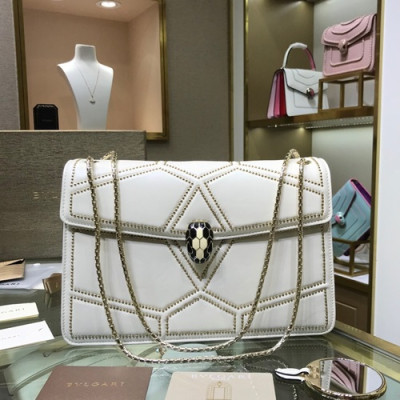 Bvlgari 2019 Serpenti Chain Shoulder Bag,28CM - 불가리 2019 세르펜티 체인 숄더백,BVLB0224,28cm,화이트