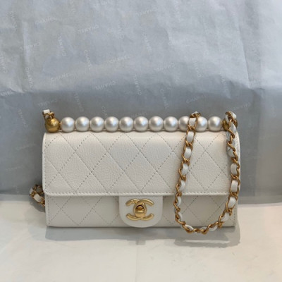 Chanel 2019 Leather Chain Shoulder Cross Bag,19CM - 샤넬 2019 여성용 레더 체인 숄더 크로스백,CHAB1357,19CM,화이트