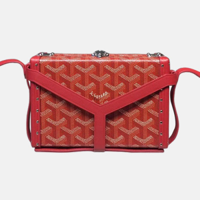 Goyard 2019 PVC & Leather Shoulder Cross Bag,17cm - 고야드 2019 PVC & 레더 여성용 숄더 크로스백,GYB0217,17cm,레드