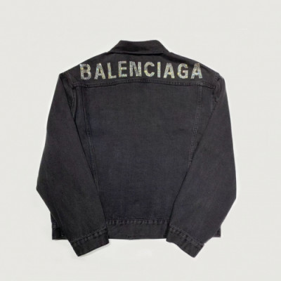 Balenciaga 2019 Mens Logo Denim Jacket - 발렌시아가 2019 남성 로고 오버사이즈 데님 자켓 Bal0360x.Size(s - l).블랙