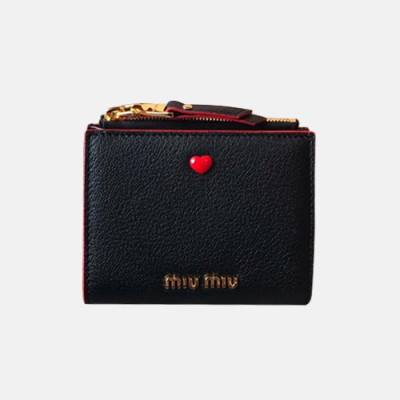 MiuMiu 2019 Leather Wallet 5ML023 - 미우미우 2019 레더 여성용 반지갑 MIUW0007, 블랙