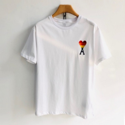 Ami 2019 Mm/Wm 'Ami de Coeur' Casual Cotton Short Sleeved Tshirt - 아미 2019 남자 로고 코튼 캐쥬얼 반팔티 Ami0020x.Size(s - xl).화이트