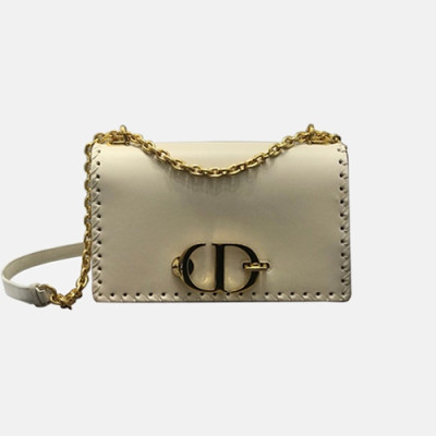 Dior 2019 Ladies CD Buckle Leather Chain Shoulder Bag,24cm - 디올 2019 여성용 CD 버클 레더 체인 숄더백  DIOB0483,24cm,아이보리