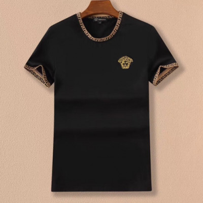 Versace 2019 Mens Logo Casual Cotton Short Sleeved Tshirts - 베르사체 2019 남성 로고 캐쥬얼 코튼 반팔티 Ver0426x.Size(m - 2xl).블랙