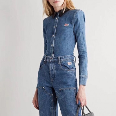 [알렉산더왕]Alexsander Wang 2019 Womens Trendy Denim Shirt - 알렉산더왕 2019 여성 트렌디 데님 셔츠 Alw0051x.Size(s - l).블루