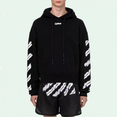 Off-white 2019 Mm/Wm Logo Cotton Oversize HoodT - 오프화이트 2019 남자 로고 코튼 오버사이즈 후드티 Off0293x.Size(xs - l).블랙