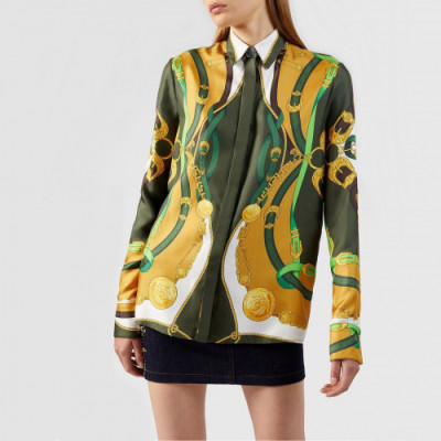 Versace 2019 Womens Luxury Silk Shirts - 베르사체 2019 여성 럭셔리 실크 셔츠 Ver0440x.Size(s - l).옐로우