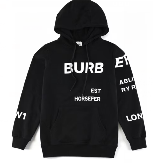 [버버리] Burberry 2012 Mens Logo Casual Cotton Hooded - 버버리 2022 남성 로고 캐쥬얼 코튼 후드티 Bur0880x.Size(s - xl).블랙