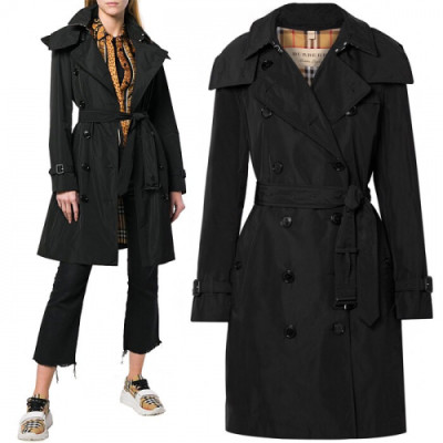 [버버리]Burberry 2019 Womens Vintage Cotton Trench Coat - 버버리 2019 여성 빈티지 코튼 트렌치 코트 Bur01801x.Size(s - xl).블랙