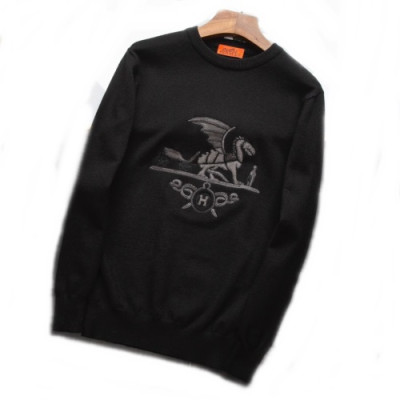 [에르메스]Hermes 2020 Mens Crew-neck Wool Sweater - 에르메스 2020 남성 크루넥 울 스웨터 Her0368x.Size(m - 3xl).2컬러(블랙/오렌지)