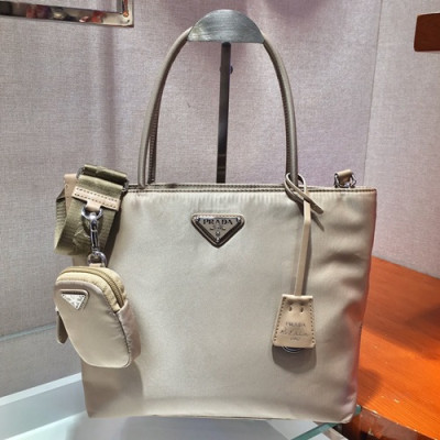 Prada 2019  Nylon Tote Shoulder Shopper Bag,25cm - 프라다 2019 여성용 나일론 토트 숄더 쇼퍼백 ,1BG320-3,25cm,베이지