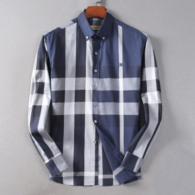 [버버리]Burberry 2020 Mens Classic Casual Cotton Check Tshirts - 버버리 2020 남성 클래식 캐쥬얼 코튼 체크 셔츠 Bur01962x.Size(m - 3xl).네이비