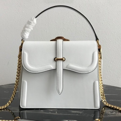 Prada 2019 Belle Chain Tote Shoulder Bag,26cm - 프라다 2019 벨 여성용 체인 토트 숄더백 ,1BN004-5,26cm,화이트