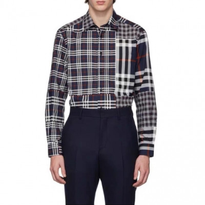 [버버리]Burberry 2020 Mens Classic Casual Cotton Check Tshirts - 버버리 2020 남성 클래식 캐쥬얼 코튼 체크 셔츠 Bur02013x.Size(m - 3xl).네이비