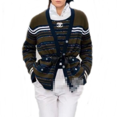 Chanel 2020 Ladies Trendy V-neck Cashmere Cardigan- 샤넬 2020 여성 트렌디 브이넥 캐시미어 가디건 Cnl0536x.Size(s - l).그린