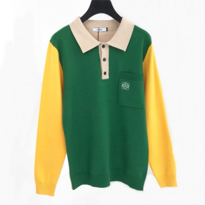 [로에베]Loewe 2020 Mens Logo Polo Wool Sweater - 로에베 2020 남성 로고 폴로 울 스웨터 Loe0155x.Size(m - 3xl).그린