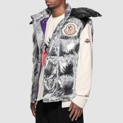 [몽클레어]Moncler 2020 Mens Patch Logo Modern Goose Down Padding Vest - 몽클레어 2020 남성 패치 로고 모던 구스 다운 패딩 조끼 Moc01465x.Size(s - 2xl).실버