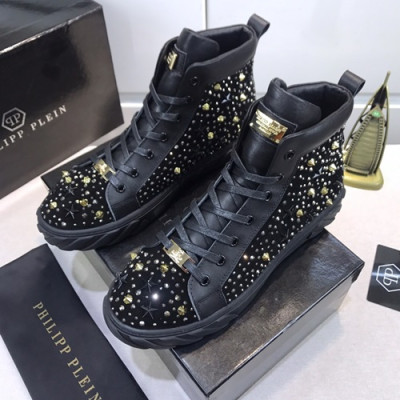 Philipp plein 2020 Mens Leather Sneakers  - 필립플레인 2020 남성용 레더 스니커즈 PPS0187,Size(240 - 270).블랙