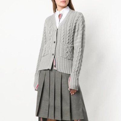 Thom Browne 2020 Womens Classic V-neck Wool Cardigan - 톰브라운 2020 여성 클래식 브이넥 울 가디건 Thom0577x.Size(s - l).그레이