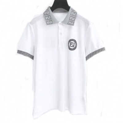 [펜디]Fendi 2020 Mens Logo Casual Cotton Polo Short Sleeved Tshirts - 펜디 2020 남성 로고 캐쥬얼 코튼 폴로 반팔티 Fen0609x.Size(m - 2xl).화이트