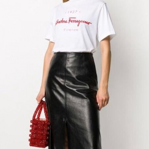 Ferragamo 2020 Womens Basic Logo Cotton Short Sleeved Tshirts - 페라가모 2020 여성 베이직 로고 코튼 반팔티 Fer0303x.Size(s - l).화이트