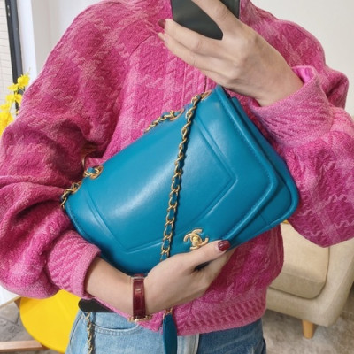 Chanel 2020 Woman Leather Shoulder Bag 25CM - 샤넬 2020 여성용 레더 숄더백,CHAB1405,25CM,블루