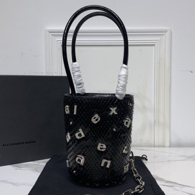 Alexander Wang 2020 Leather Tote Bag,17cm - 알렉산더왕 2020 레더 여성용 토트백 AWB0041,17cm,블랙