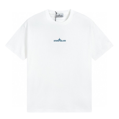 [스톤아일랜드]Stone Island 2025 Mens Crew-neck Cotton Short Sleeved Tshirts - 스톤아일랜드 2025 남성 크루넥 코튼 반팔티 Sto0124x.Size(m - 2xl).화이트