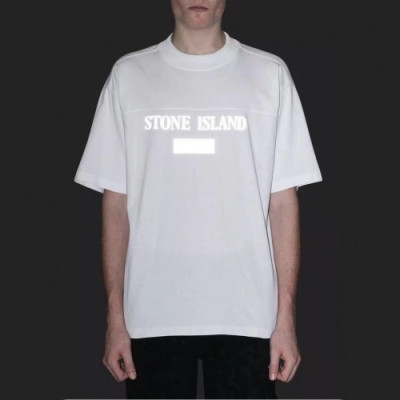 [스톤아일랜드]Stone Island 2020 Mens  Light Reflection Logo Cotton Short Sleeved Tshirts - 스톤아일랜드 2020 남성 로고 코튼 반팔티 Sto0128x.Size(m - 2xl).화이트