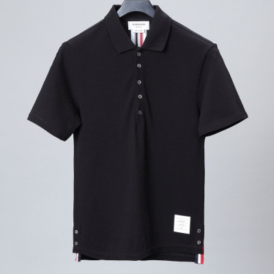 [톰브라운]Thom Browne 2020 Mm/Wm Casual Cotton Short Sleeved Polo Tshirts - 톰브라운 2020 남자 로고 코튼 폴로 반팔티 Tho0658x.Size(s - 2xl).블랙