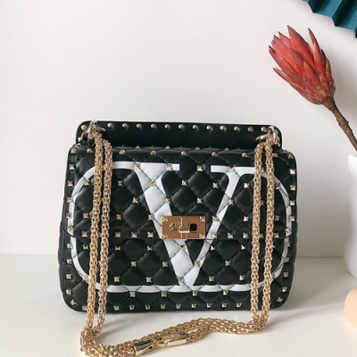 Valentino 2020 Leather Garavani Rockstud Spike Tote Shoudler Bag,24CM - 발렌티노 2020 레더 가라바니 락스터드 스파이크 토트 숄더백,VTB0959,24CM,블랙