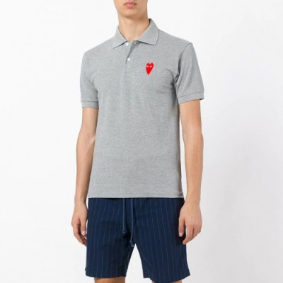 [꼼데가르송]Cdgplay 2020 Mens Heart Cotton Short Sleeved Polo Tshirts - 꼼데가르송 2020 남성 하트 코튼 반팔 폴로티 Cdg0071x.Size(s - xl).그레이