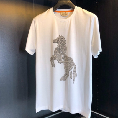 Hermes 2020 Mens Crew-neck Silket Short Sleeved Tshirts - 에르메스 2020 남성 크루넥 실켓 반팔티 Her0418x.Size(m - 3xl).화이트