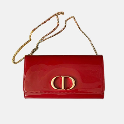 Dior 2020 Leather CD Buckle Chain Shoulder Bag,22CM - 디올 2020 레더 CD 버클 여성용 체인 숄더백  DIOB0521,22CM,레드