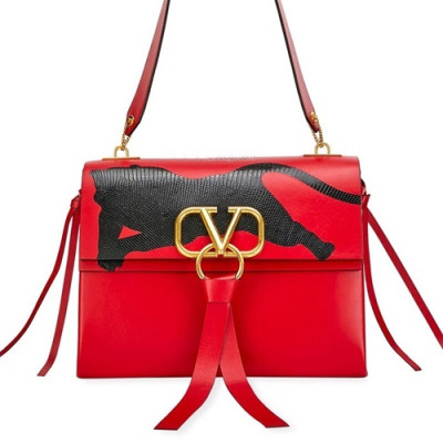 Valentino 2020 V-ring Large Leather Shoudler Bag,28CM - 발렌티노 2020 브이링 라지 여성용 레더 숄더백 ,VTB0974,28CM,레드