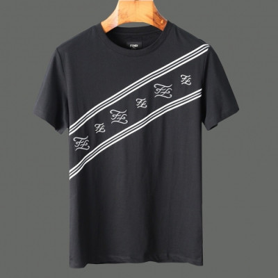 [펜디]Fendi 2020 Mens Logo Casual Silket Short Sleeved Tshirts - 펜디 2020 남성 로고 캐쥬얼 실켓 반팔티 Fen0647x.Size(m - 3xl).블랙