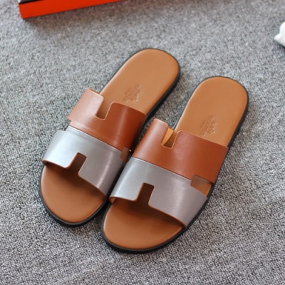 Hermes 2020 Mens Epsom Leather Slipper -  에르메스 2020 남성용 엡송 레더 슬리퍼 HERS0320,Size(245 - 275).브라운그레이