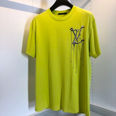 [루이비통]Louis vuitton 2020 Mens Crew-neck Silket Short Sleeved Tshirts - 루이비통 2020 남성 크루넥 실켓 오버사이즈 반팔티 Lou01756x.Size(m - 2xl).네온그린