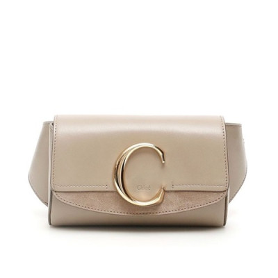 Chole 2020 C Leather Belt Bag Hip Sack, 17.5cm -  끌로에 2020 C 레더 벨트백 힙색,CLB0182,17.5cm,그레이